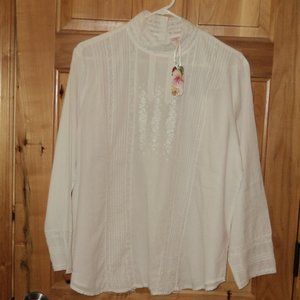 april cornell white cotton embroidered blouse